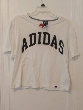 NWOT ADIDAS crop tshirt women large, white